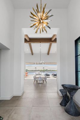 Dining room, Interior, Pendant Lights, Wooden Beams