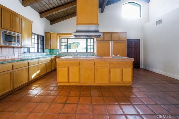 Interior, Kitchen, Tile Countertops, Wooden Beams, Wooden Ceilings