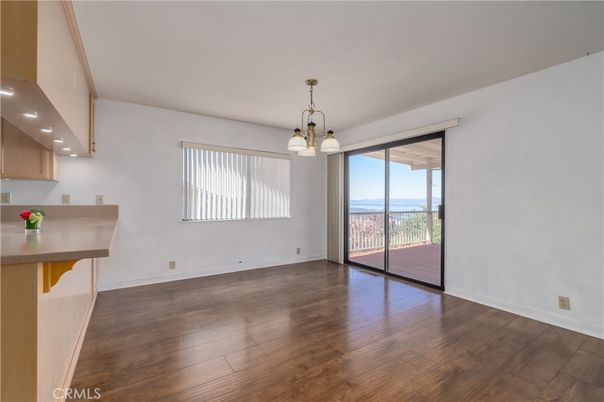 Chandelier, Empty room, Interior, Recessed Lighting, Wood Texture Flooring
