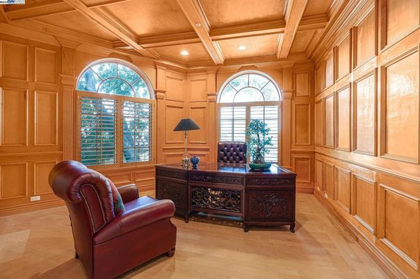 Home Office, Interior, Recessed Lighting, Wooden Beams, Wooden Ceilings, Wood Texture Flooring, Wooden Walls