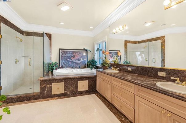 Bathroom, Dual Sink Vanities, Glass Shower, Interior, Recessed Lighting