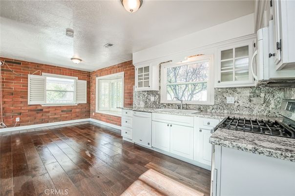 Interior, Kitchen, Stone Walls, Wood Texture Flooring