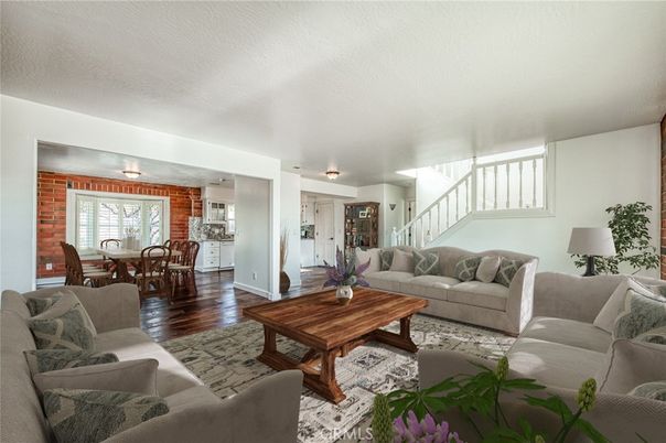 Dining room, Interior, Living room, Stone Walls, Wood Texture Flooring