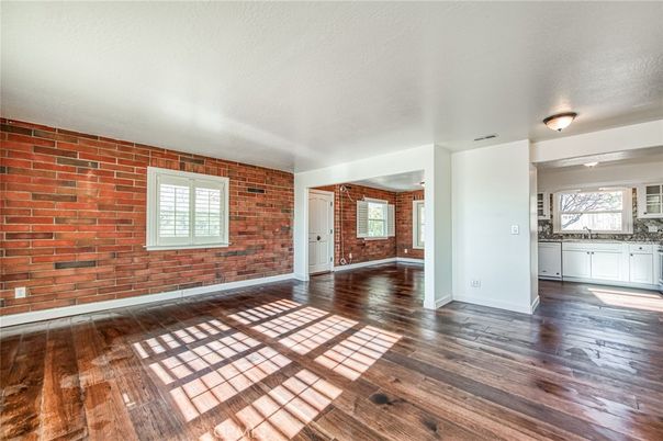 Empty room, Interior, Stone Walls, Wood Texture Flooring
