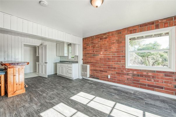 Empty room, Interior, Stone Walls, Wood Texture Flooring