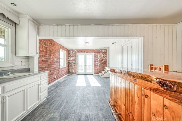 Interior, Kitchen, Stone Walls, Wood Texture Flooring