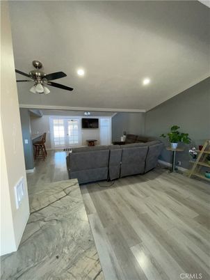 Interior, Living room, Marble, Recessed Lighting, Wood Texture Flooring