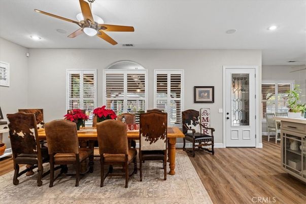 Dining room, Interior, Recessed Lighting, Wood Texture Flooring