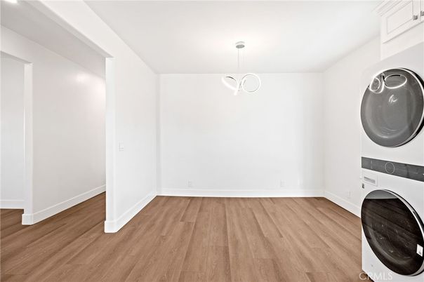 Empty room, Interior, Pendant Lights, Utility Closets, Washer, Wood Texture Flooring
