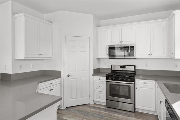 Interior, Kitchen, Stainless Steel Appliances, Wood Texture Flooring