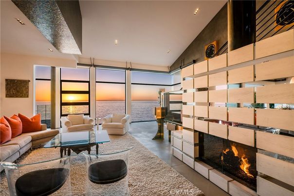 Fireplace, Interior, Living room, Recessed Lighting, Water
