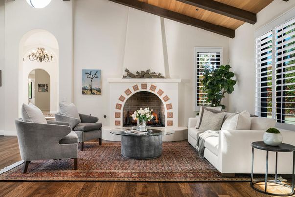 Chandelier, Fireplace, Interior, Living room, Wooden Beams, Wooden Ceilings, Wood Texture Flooring