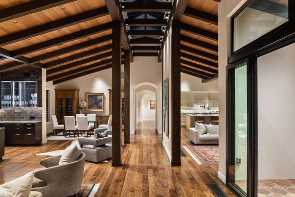 Dining room, Interior, Kitchen, Living room, Wooden Beams, Wooden Ceilings, Wood Texture Flooring