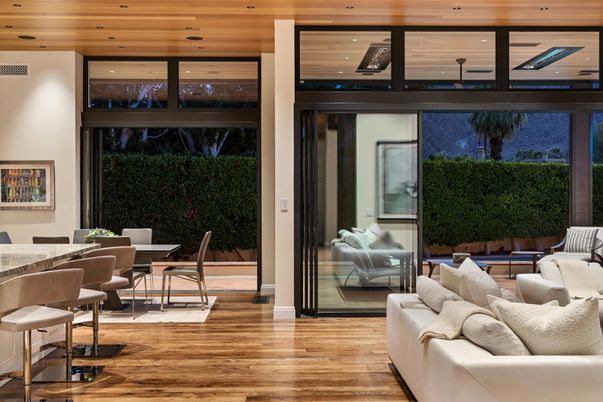 Dining room, Interior, Living room, Recessed Lighting, Wooden Ceilings, Wood Texture Flooring