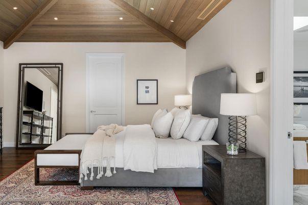 Bedroom, Interior, Recessed Lighting, Wooden Beams, Wooden Ceilings, Wood Texture Flooring