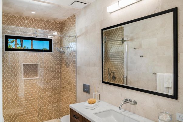 Bathroom, Glass Shower, Interior, Recessed Lighting