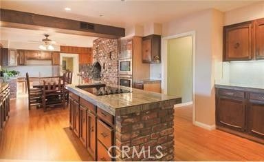 Dining room, Interior, Kitchen, Recessed Lighting, Stainless Steel Appliances, Wooden Beams, Wood Texture Flooring
