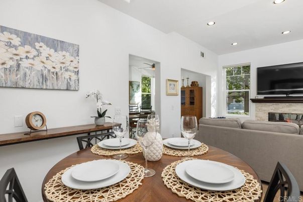 Dining room, Fireplace, Interior, Recessed Lighting