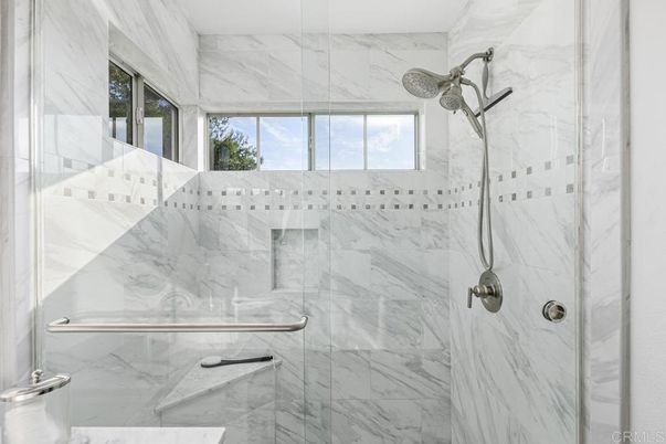 Bathroom, Glass Shower, Interior, Marble Walls