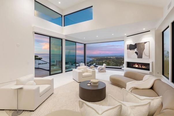 Fireplace, Interior, Living room, Recessed Lighting, Water