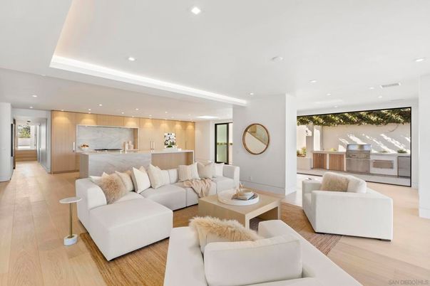 Interior, Kitchen, Living room, Recessed Lighting, Stainless Steel Appliances, Wood Texture Flooring