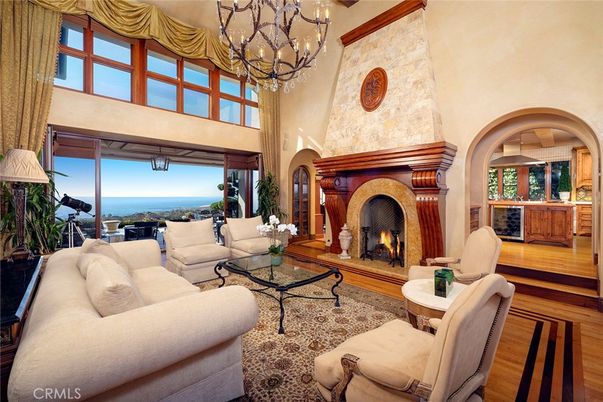 Chandelier, Fireplace, Interior, Living room, Water, Wood Texture Flooring