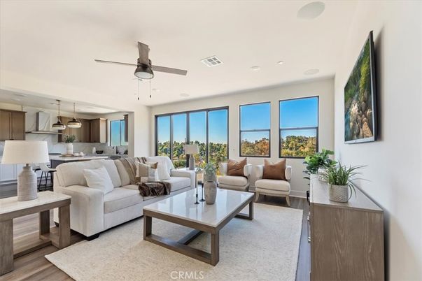 Dining room, Interior, Kitchen, Living room, Pendant Lights, Recessed Lighting, Stainless Steel Appliances, Wood Texture Flooring