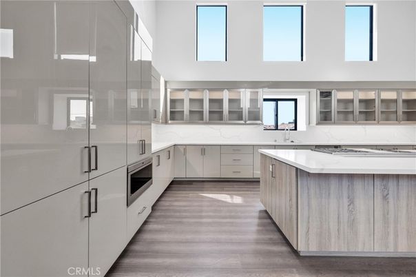 Interior, Kitchen, Marble Walls, Wood Texture Flooring