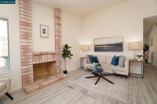 Fireplace, Interior, Recessed Lighting, Wood Texture Flooring