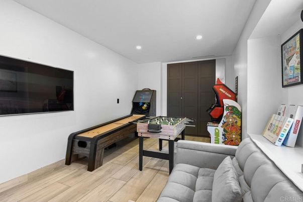 Game Room, Interior, Recessed Lighting, Wood Texture Flooring