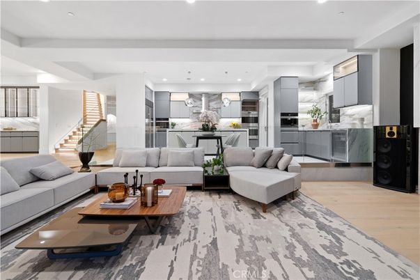 Interior, Kitchen, Living room, Recessed Lighting, Stainless Steel Appliances, Wood Texture Flooring