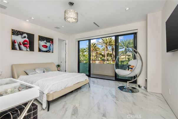 Bedroom, Interior, Marble, Recessed Lighting