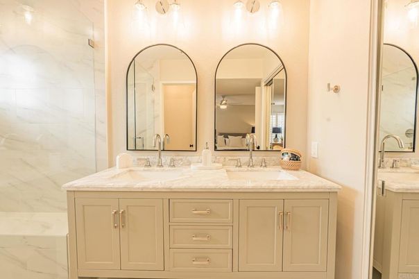 Bathroom, Dual Sink Vanities, Interior, Marble Walls