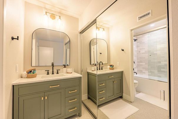 Bathroom, Dual Sink Vanities, Glass Shower, Interior
