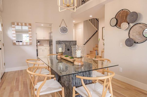 Dining room, Interior, Recessed Lighting, Wood Texture Flooring