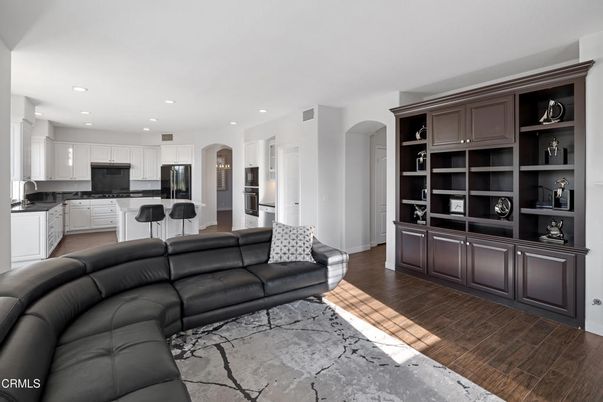 Interior, Kitchen, Living room, Recessed Lighting, Stainless Steel Appliances, Wood Texture Flooring