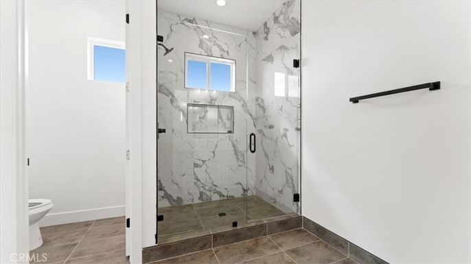 Bathroom, Glass Shower, Interior, Marble Walls, Recessed Lighting