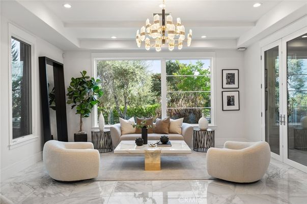 Chandelier, Interior, Living room, Marble, Recessed Lighting