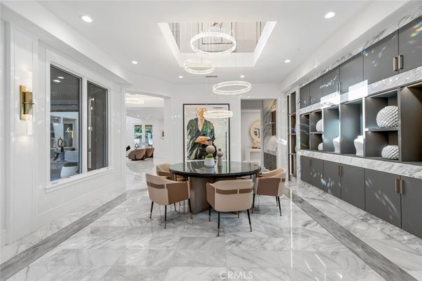 Dining room, Interior, Marble, Pendant Lights, Recessed Lighting
