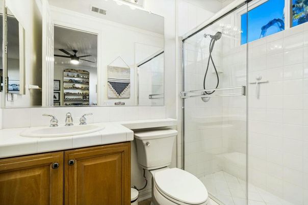 Bathroom, Glass Shower, Interior, Tile Countertops
