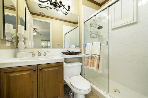 Bathroom, Glass Shower, Interior, Tile Countertops