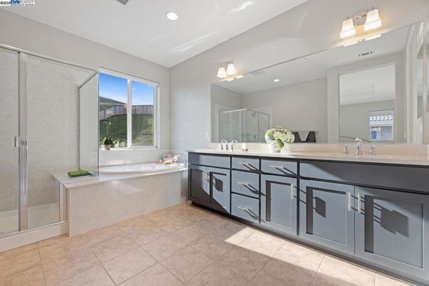 Bathroom, Dual Sink Vanities, Glass Shower, Interior, Recessed Lighting