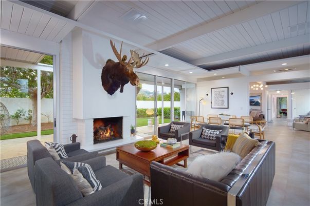 Dining room, Fireplace, Interior, Living room, Pendant Lights, Recessed Lighting