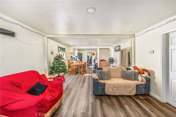 Dining room, Interior, Living room, Recessed Lighting, Wood Texture Flooring