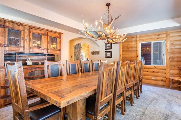 Chandelier, Dining room, Interior, Wooden Walls