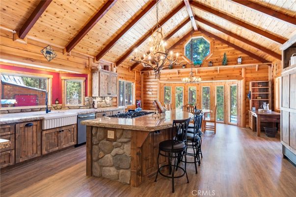 Chandelier, Interior, Kitchen, Wooden Beams, Wooden Ceilings, Wood Texture Flooring, Wooden Walls