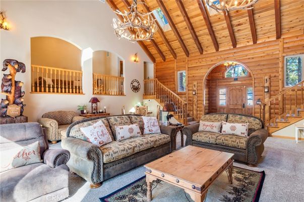 Chandelier, Interior, Living room, Wooden Beams, Wooden Ceilings, Wooden Walls