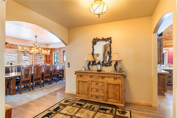 Chandelier, Dining room, Interior, Wood Texture Flooring