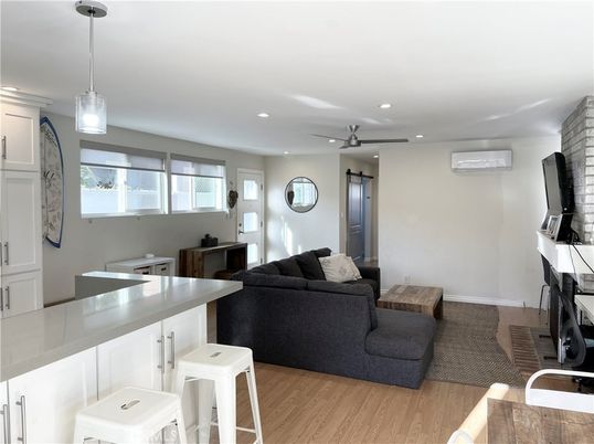Interior, Kitchen, Living room, Pendant Lights, Recessed Lighting, Wood Texture Flooring