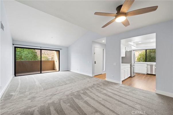 Empty room, Interior, Kitchen, Recessed Lighting, Wood Texture Flooring